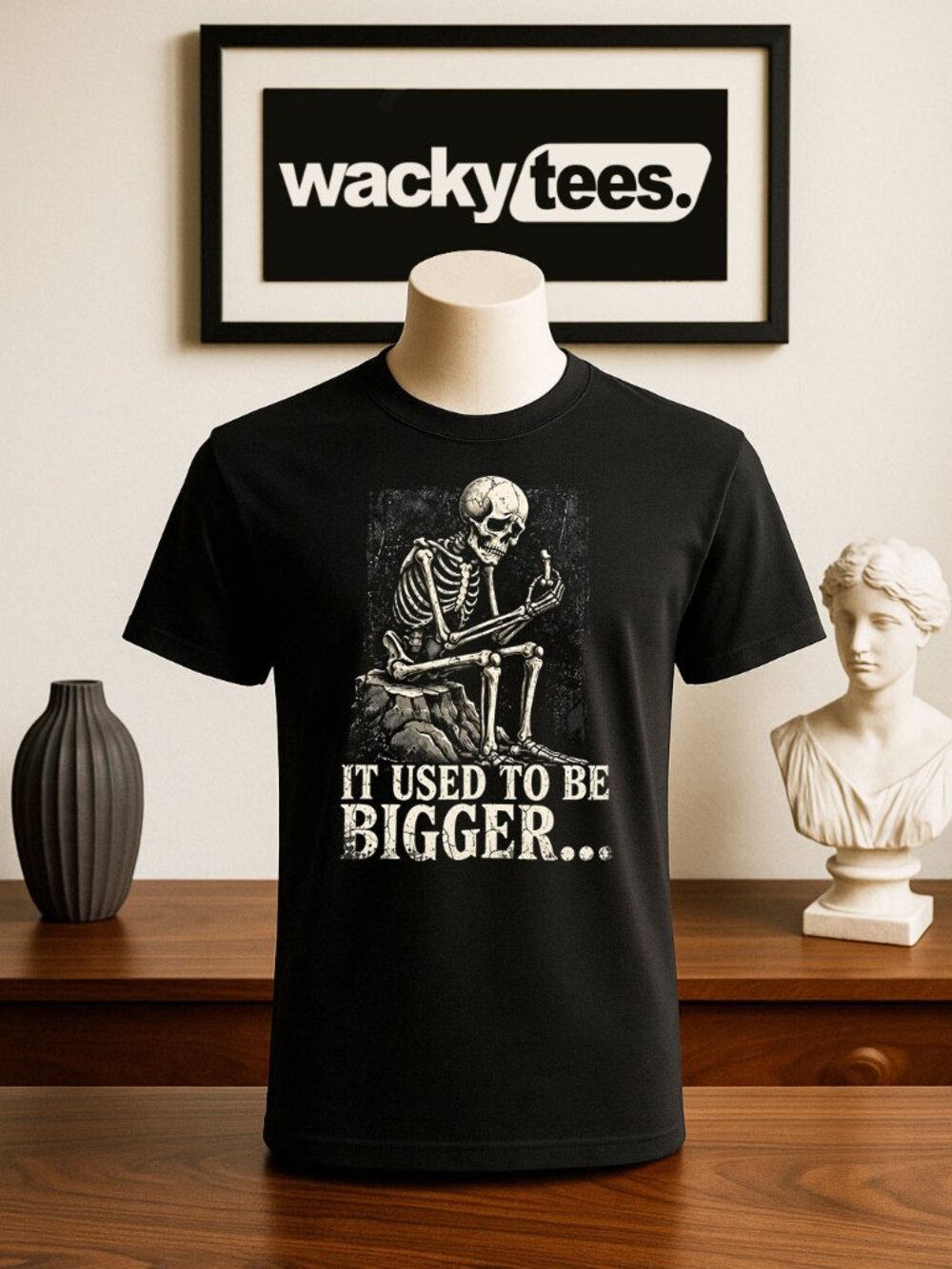 It Used to be Bigger Depressed Skeleton Halloween Adult Humor Funny Graphic Tee